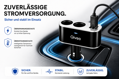 KFZ Adapter 2-Fach Dose Zigarettenanzünder Verteiler mit 12V/24V Steckdose Auto
