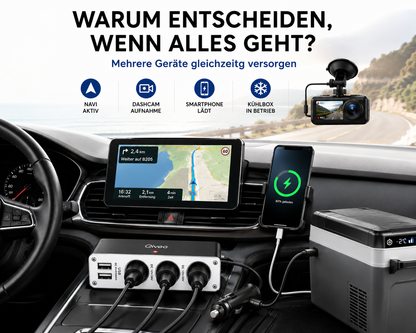 KFZ Adapter 3-Fach Dose Zigarettenanzünder Verteiler mit 12V/24V Steckdose Auto