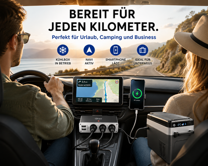 KFZ Adapter 3-Fach Dose Zigarettenanzünder Verteiler mit 12V/24V Steckdose Auto