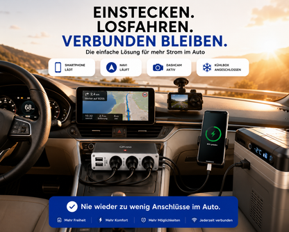 KFZ Adapter 3-Fach Dose Zigarettenanzünder Verteiler mit 12V/24V Steckdose Auto