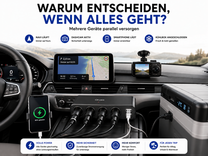 KFZ Adapter 4-Fach Dose Zigarettenanzünder Verteiler mit 12V/24V Steckdose Auto