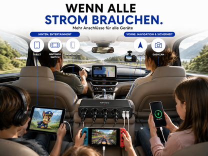 KFZ Adapter 4-Fach Dose Zigarettenanzünder Verteiler mit 12V/24V Steckdose Auto