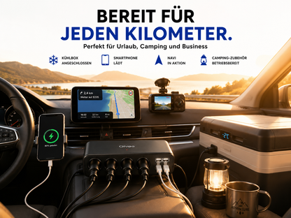 KFZ Adapter 4-Fach Dose Zigarettenanzünder Verteiler mit 12V/24V Steckdose Auto