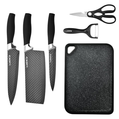 Küchenmesser Edelstahl Messer Set 6-teilig Profi Schere & Schäler Klinge LUCKY®
