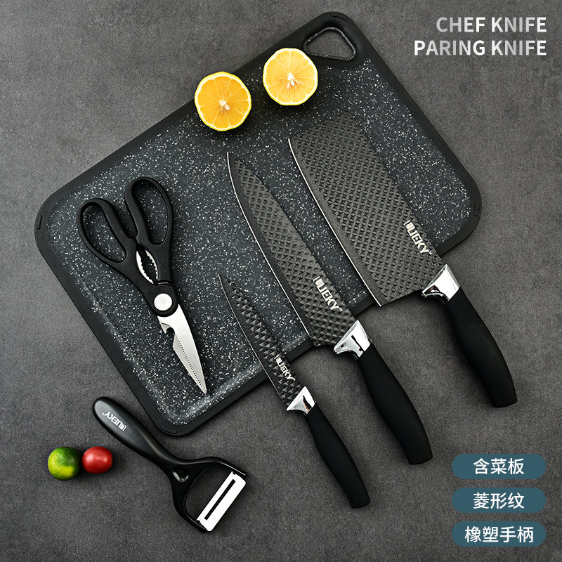 Küchenmesser Edelstahl Messer Set 6-teilig Profi Schere & Schäler Klinge LUCKY®