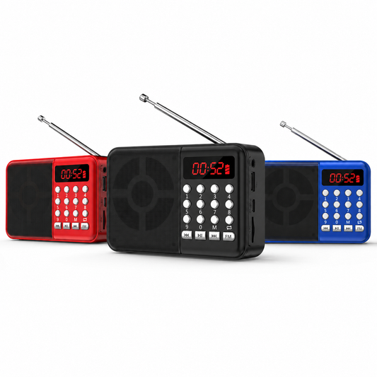 FM Radio Tragbar Akku 1200mAh USB MicroSD MP3 Player Taschenradio UKW QIVEE®