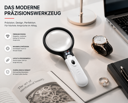 LED Lupe Leselupe mit Licht Beleuchtung 10-fach Vergrößerungsglas Juwelierlupe