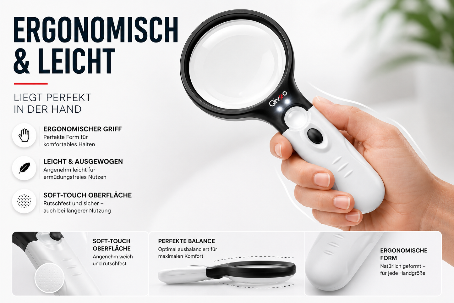 LED Lupe Leselupe mit Licht Beleuchtung 10-fach Vergrößerungsglas Juwelierlupe