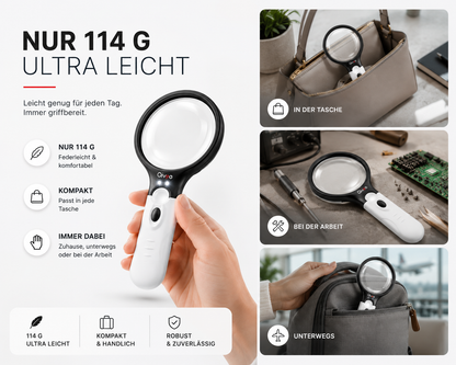 LED Lupe Leselupe mit Licht Beleuchtung 10-fach Vergrößerungsglas Juwelierlupe