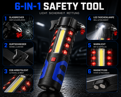 LED Taschenlampe KFZ Notfall Hammer Signal Warnleuchte Unfall Hilfe SOS Notlicht