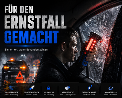 LED Taschenlampe KFZ Notfall Hammer Signal Warnleuchte Unfall Hilfe SOS Notlicht
