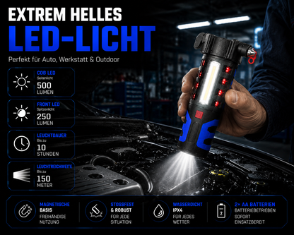 LED Taschenlampe KFZ Notfall Hammer Signal Warnleuchte Unfall Hilfe SOS Notlicht