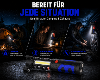 LED Taschenlampe KFZ Notfall Hammer Signal Warnleuchte Unfall Hilfe SOS Notlicht