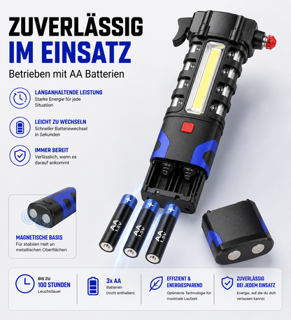 LED Taschenlampe KFZ Notfall Hammer Signal Warnleuchte Unfall Hilfe SOS Notlicht