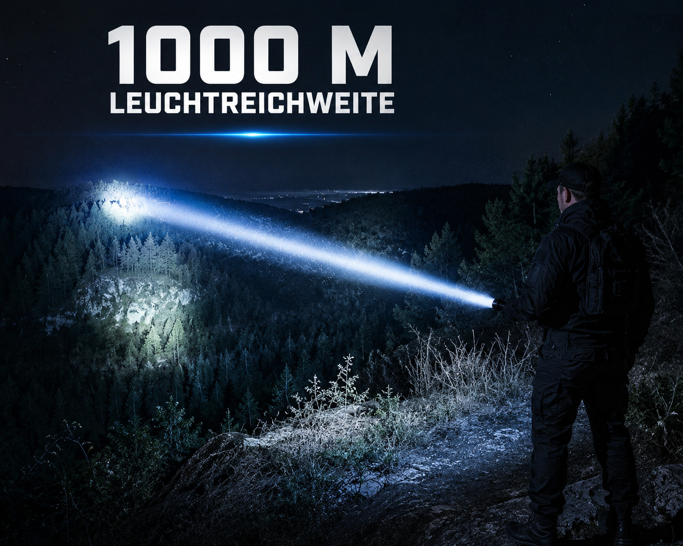 LED Taschenlampe Polizei Swat Cree Zoom 1000 Meter Leuchtweite 2x PowerAkku USB