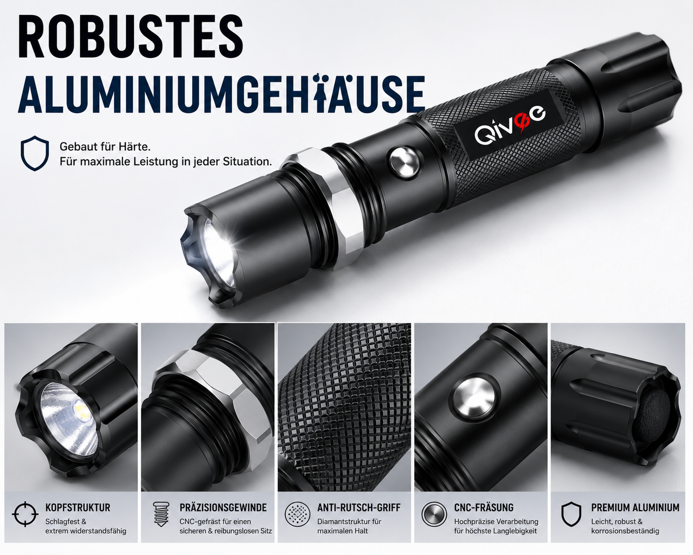 LED Taschenlampe Polizei Swat Cree Zoom 1000 Meter Leuchtweite 2x PowerAkku USB