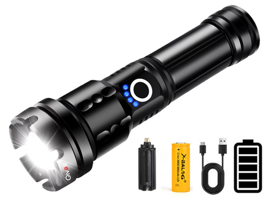 LED Taschenlampe Polizei Swat Cree Zoom 500 Meter Leuchtweite 1x PowerAkku USB