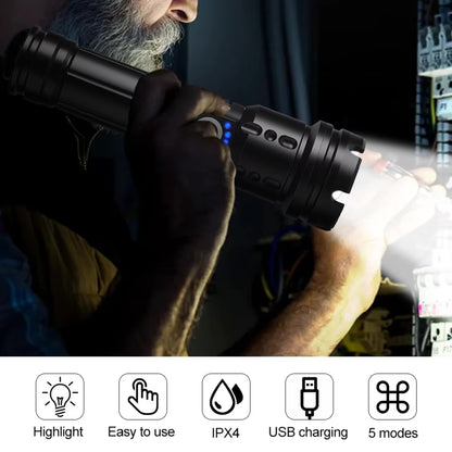 LED Taschenlampe Polizei Swat Cree Zoom 500 Meter Leuchtweite 1x PowerAkku USB