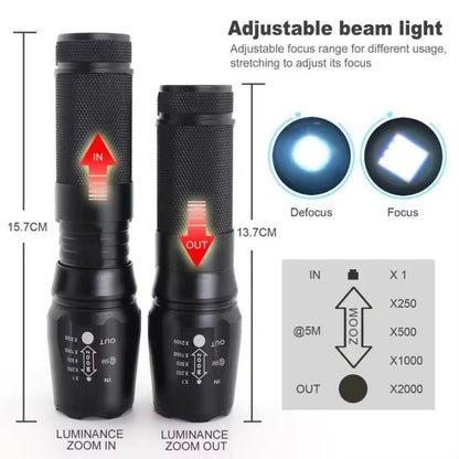 LED Taschenlampe Polizei Swat wiederaufladbar Zoom Power inkl. Akku Ladegerät