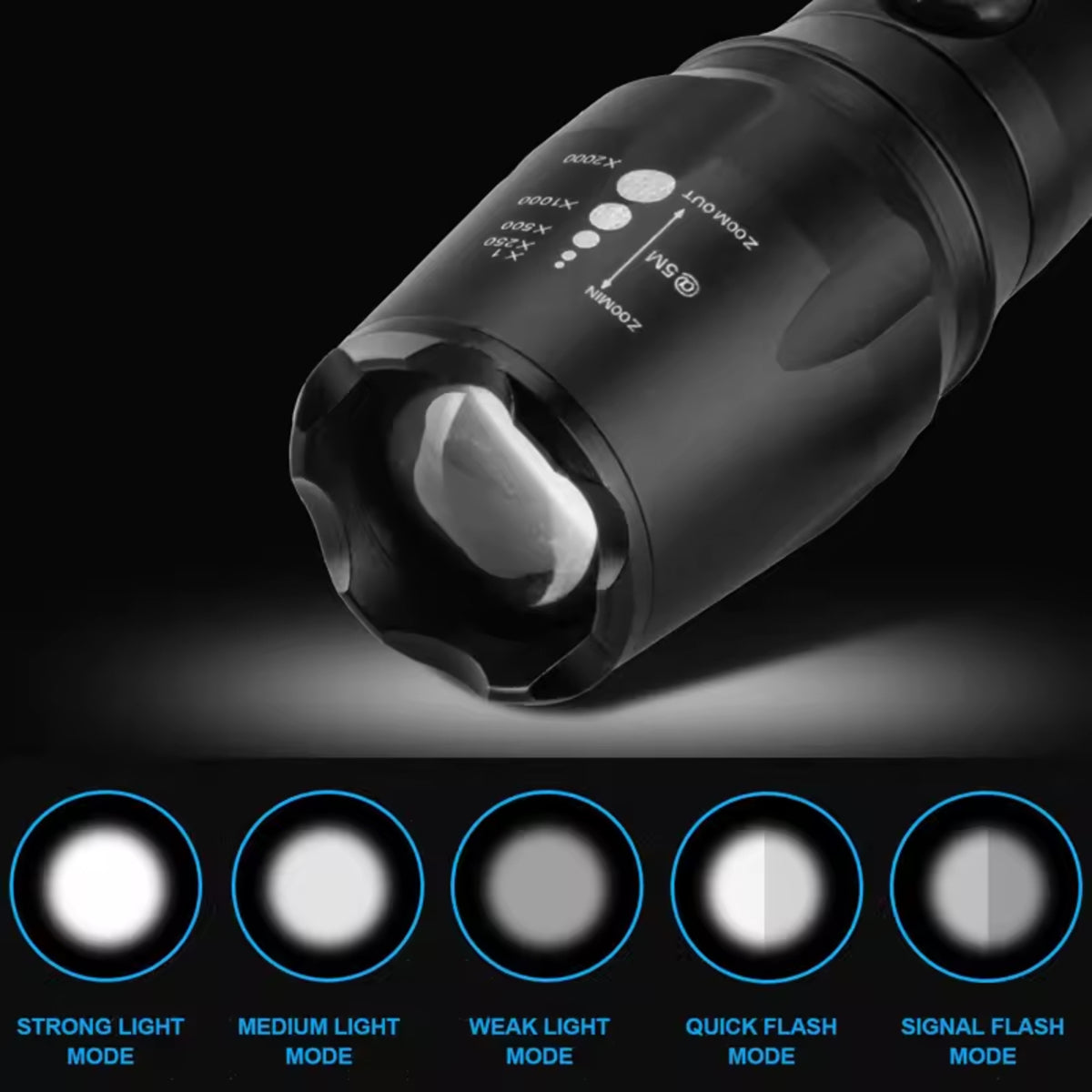 LED Taschenlampe Polizei Swat wiederaufladbar Zoom Power inkl. Akku Ladegerät