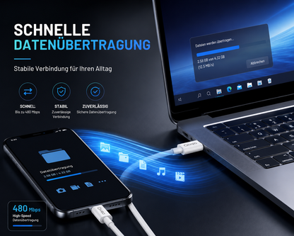 Ladekabel USB Typ C Schnell Datenkabel für Samsung Apple Handy Schnellladekabel