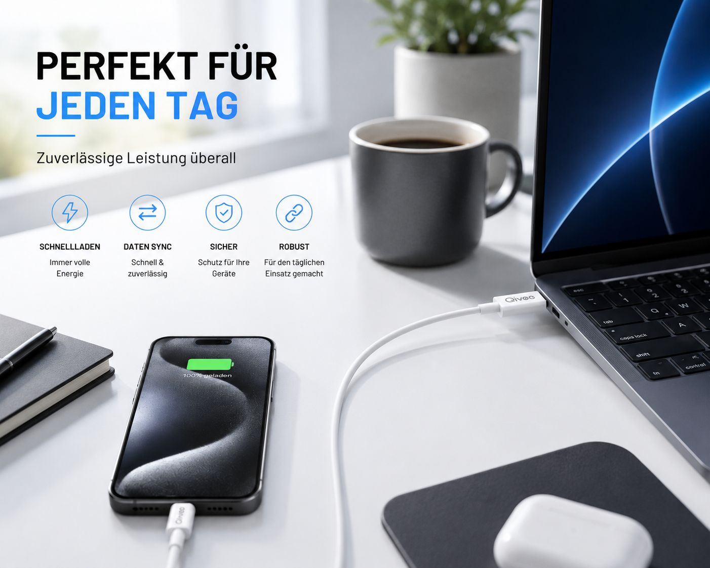 Ladekabel USB Typ C Schnell Datenkabel für Samsung Apple Handy Schnellladekabel