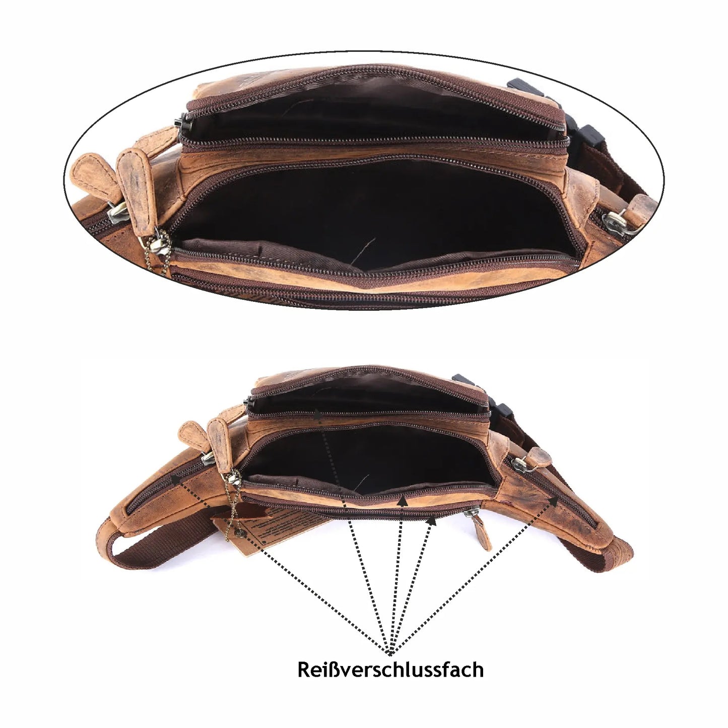 Leder Bauchtasche Gürteltasche Sport Hüfttasche Umhängetasche Crossbag Tasche
