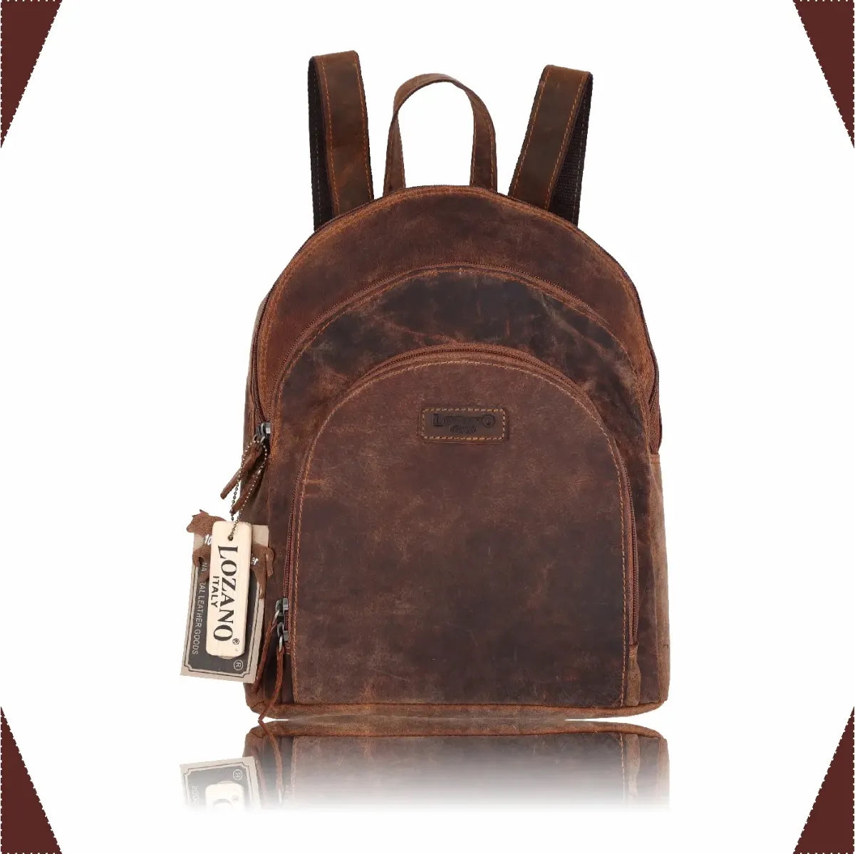 Leder Rucksack Laptop-Tasche Retro Segeltuch Vintage Daypack Reisetasche Lozano