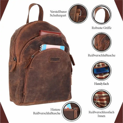 Leder Rucksack Laptop-Tasche Retro Segeltuch Vintage Daypack Reisetasche Lozano