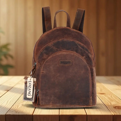 Leder Rucksack Laptop-Tasche Retro Segeltuch Vintage Daypack Reisetasche Lozano