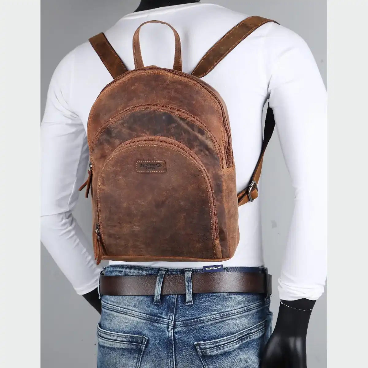 Leder Rucksack Laptop-Tasche Retro Segeltuch Vintage Daypack Reisetasche Lozano
