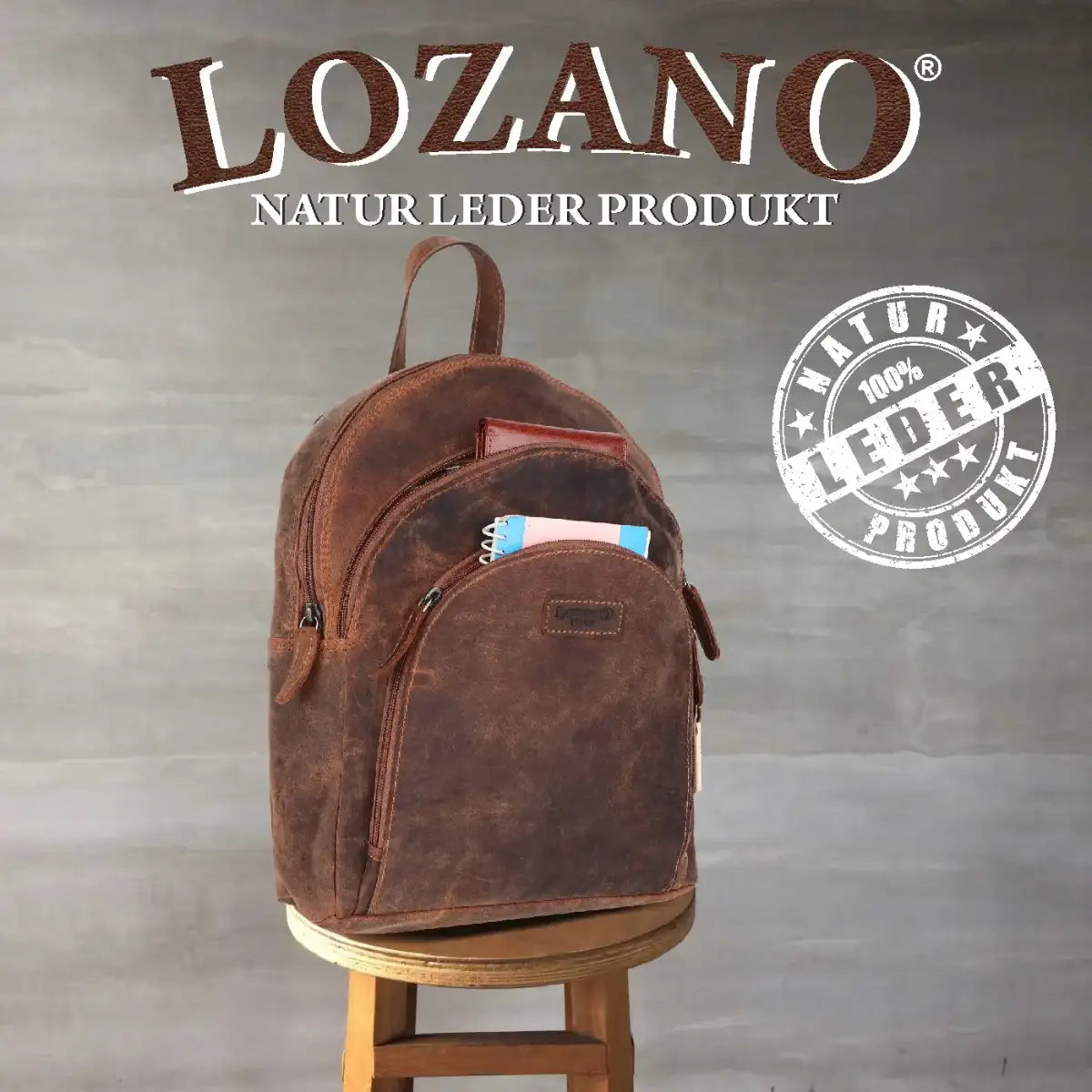 Leder Rucksack Laptop-Tasche Retro Segeltuch Vintage Daypack Reisetasche Lozano