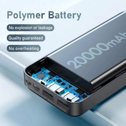 Qivee Powerbank 20.000 mAh USB3 USB-C schnellladen schlankes Design Slim