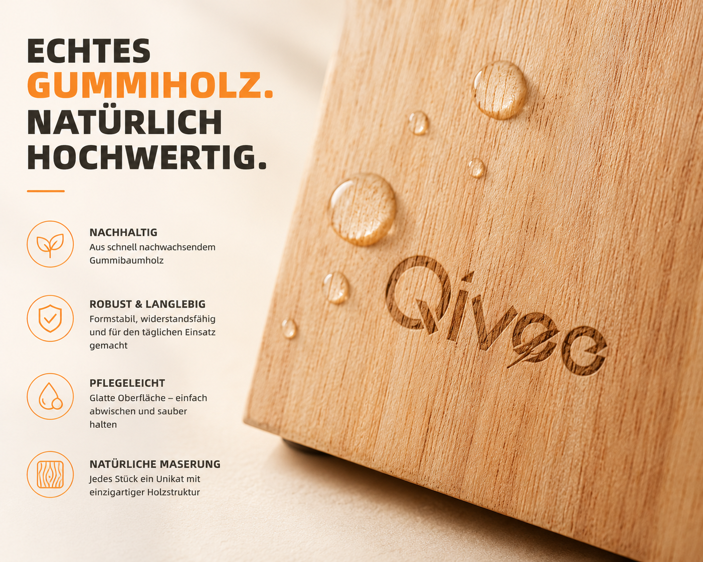 Messerblock Holz 13 Messer Unbestückt Schere Wetzstahl Messerhalter Wood Qivee