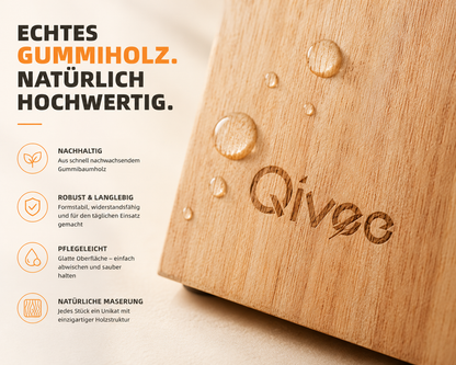 Messerblock Holz 13 Messer Unbestückt Schere Wetzstahl Messerhalter Wood Qivee