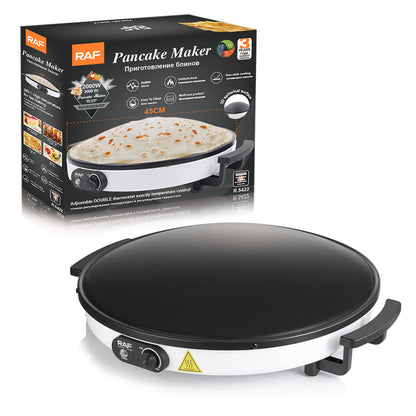 Crepes Maker Fladenbäcker elektrisch 45 cm – Pfannkuchen mit Antihaft-Platte, 2000 W Plancha