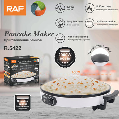 Crepes Maker Fladenbäcker elektrisch 45 cm – Pfannkuchen mit Antihaft-Platte, 2000 W Plancha
