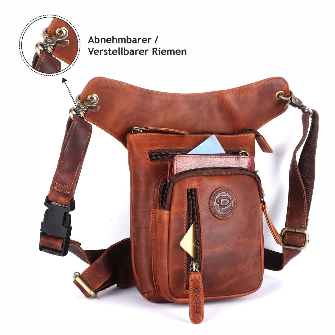 Leder Beintasche Motorrad Herren Damen Tasche Beinbeutel Vintage Pedro