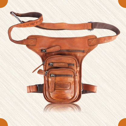 Beintasche Motorrad Herren Damen Echt Leder Tasche Beinbeutel Vintage Bull Burry
