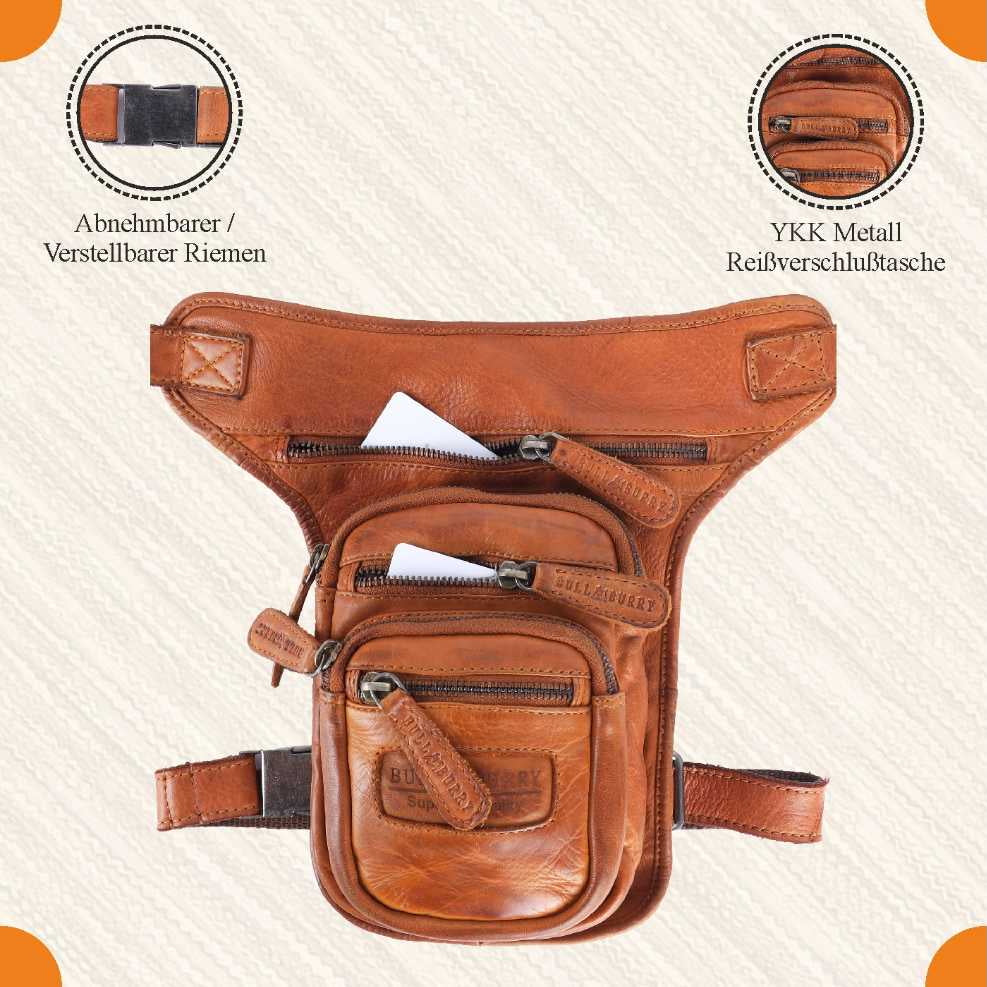 Beintasche Motorrad Herren Damen Echt Leder Tasche Beinbeutel Vintage Bull Burry