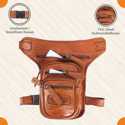 Beintasche Motorrad Herren Damen Echt Leder Tasche Beinbeutel Vintage Bull Burry