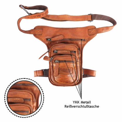 Beintasche Motorrad Herren Damen Echt Leder Tasche Beinbeutel Vintage Bull Burry