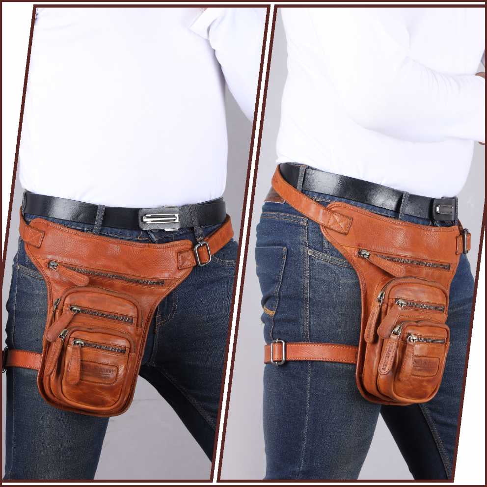 Beintasche Motorrad Herren Damen Echt Leder Tasche Beinbeutel Vintage Bull Burry