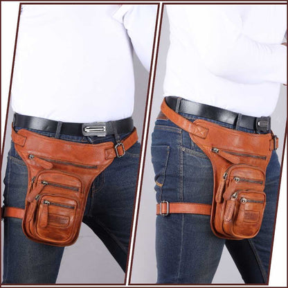 Beintasche Motorrad Herren Damen Echt Leder Tasche Beinbeutel Vintage Bull Burry