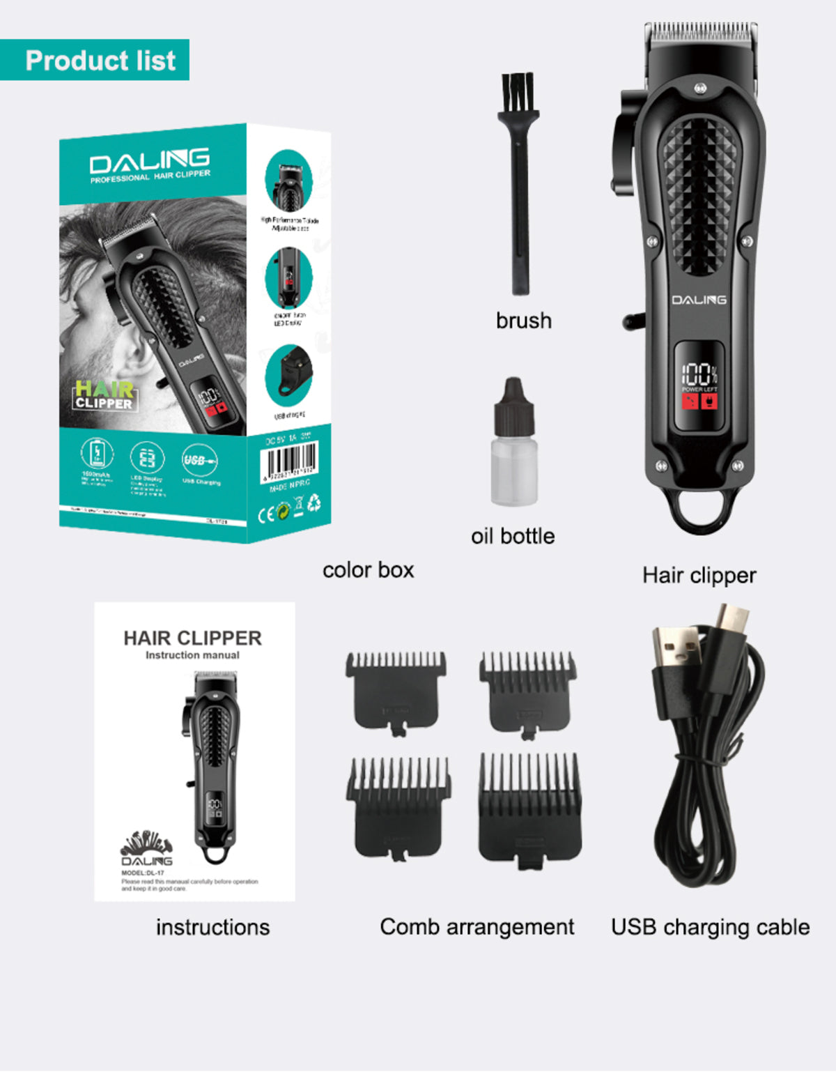 Profi Haarschneidemaschine Haarschneider Trimmer Rasierer Bart Clipper Hair Akku