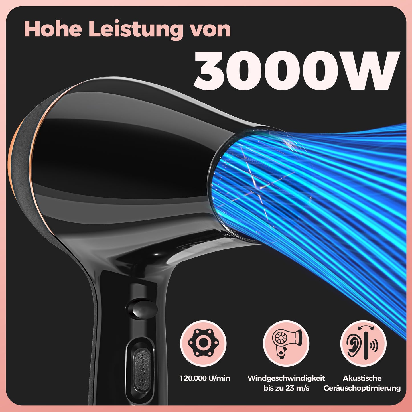 Haartrockner Haarföhn Föhn Fön Profi Trockner Hair Dryer Haarfön Diffusor 3000W