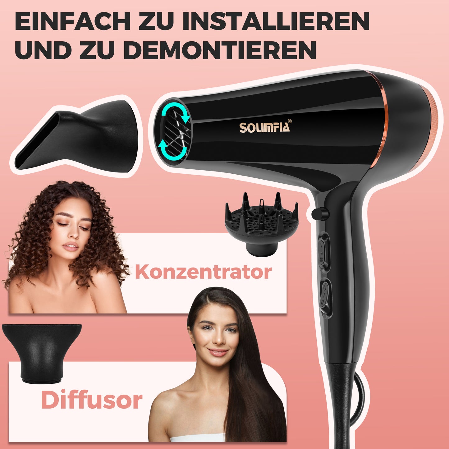 Haartrockner Haarföhn Föhn Fön Profi Trockner Hair Dryer Haarfön Diffusor 3000W