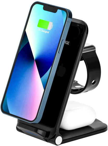 QI Wireless Ladegerät 3in1 Charger Ladestation für Apple Watch iPhone Samsung