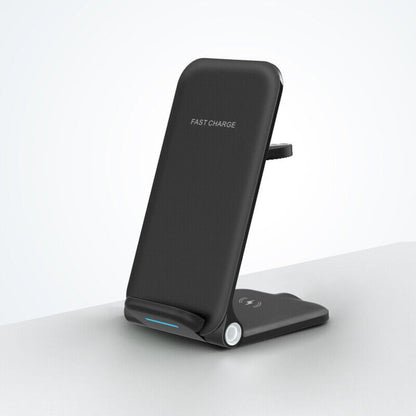 QI Wireless Ladegerät 3in1 Charger Ladestation für Apple Watch iPhone Samsung