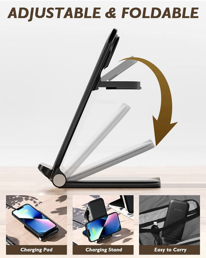 QI Wireless Ladegerät 3in1 Charger Ladestation für Apple Watch iPhone Samsung